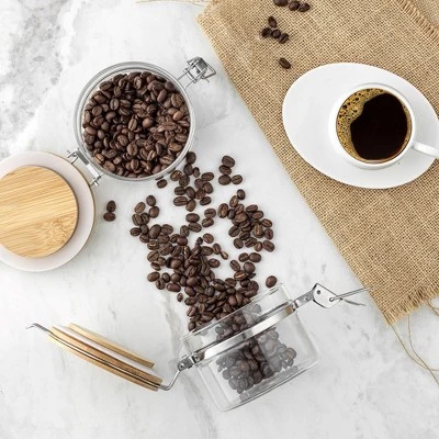 JoyJolt Kitchen Storage Jars with Airtight Bamboo Clamp Lids - 12 oz - Set of 2 5 JoyJolt Kitchen Storage Jars with Airtight Bamboo Clamp Lids - 12 oz - Set of 2 - Image 3