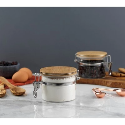 JoyJolt Kitchen Storage Jars with Airtight Bamboo Clamp Lids - 12 oz - Set of 2 7 JoyJolt Kitchen Storage Jars with Airtight Bamboo Clamp Lids - 12 oz - Set of 2 - Image 5