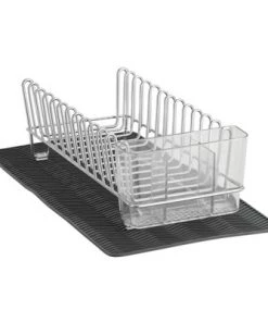 mDesign Compact Dish Drying Rack and Silicone Mat, Set of 2 -Kitchen Storage shop unnamed file 178