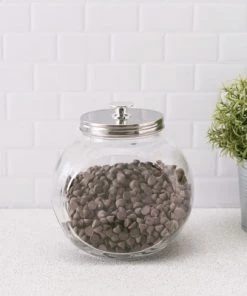 Home Basics Large 91 oz. Round Glass Candy Storage Jar with Stainless Steel Top, Clear -Kitchen Storage shop unnamed file 1812