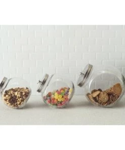 Home Basics Large 91 oz. Round Glass Candy Storage Jar with Stainless Steel Top, Clear -Kitchen Storage shop unnamed file 1814