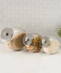 Home Basics Large 91 oz. Round Glass Candy Storage Jar with Stainless Steel Top, Clear -Kitchen Storage shop unnamed file 1815