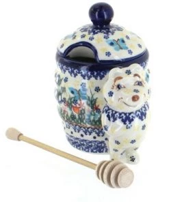 Blue Rose Pottery Blue Rose Polish Pottery Garden of Eden Honey Pot