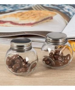 Blue Panda Clear Glass Jar - 15-Pack Mini Slanted Candy Jars with Screw on Lids for Wedding Decoration, DIY, Home, Party Favors, 3.4-Ounce