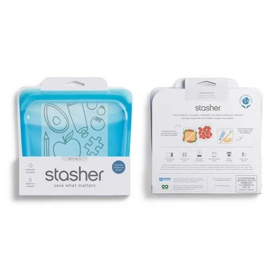 stasher Sandwich Plus Sandwich Bundle Ocean/Clear 6 stasher Sandwich Plus Sandwich Bundle Ocean/Clear - Image 4