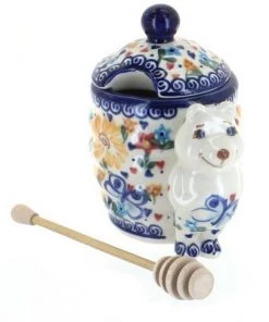 Blue Rose Pottery Blue Rose Polish Pottery Butterfly Honey Pot