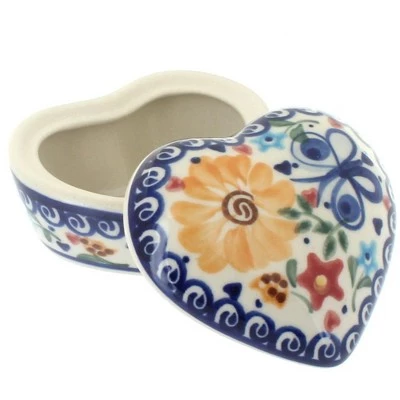 Blue Rose Pottery Blue Rose Polish Pottery 125 Vena Small Heart Box 3 Blue Rose Pottery Blue Rose Polish Pottery 125 Vena Small Heart Box
