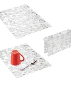 mDesign Plastic Kitchen Sink Protector Set, Bubble Design, Set of 3