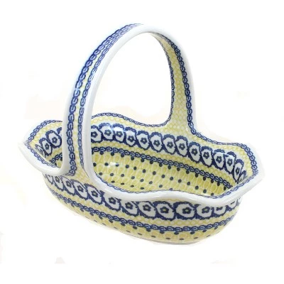 Blue Rose Pottery Blue Rose Polish Pottery Saffron Basket 3 Blue Rose Pottery Blue Rose Polish Pottery Saffron Basket