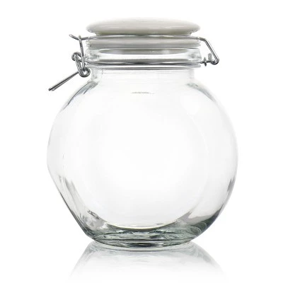 Gibson Home 1.9qt Glass Canister with Decorated Ceramic Lid 3 Gibson Home 1.9qt Glass Canister with Decorated Ceramic Lid