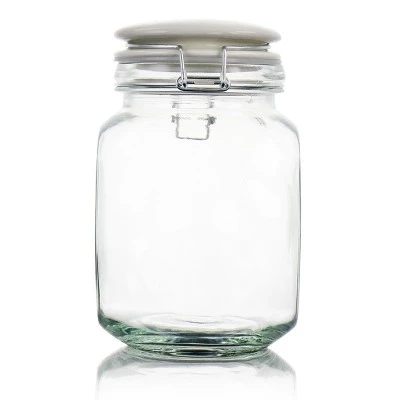 Gibson Home 1.9qt Glass Canister with Decorated Ceramic Lid 4 Gibson Home 1.9qt Glass Canister with Decorated Ceramic Lid - Image 2