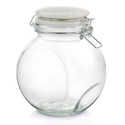 Gibson Home 1.9qt Glass Canister with Decorated Ceramic Lid 5 Gibson Home 1.9qt Glass Canister with Decorated Ceramic Lid - Image 3