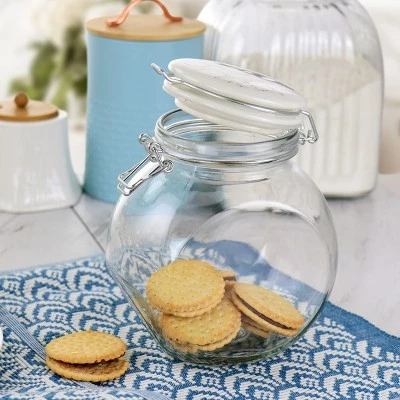 Gibson Home 1.9qt Glass Canister with Decorated Ceramic Lid 9 Gibson Home 1.9qt Glass Canister with Decorated Ceramic Lid - Image 7