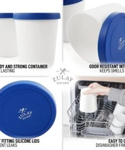 Zulay Kitchen Ice Cream Containers 2 Pack - 1 Quart BPA Free Homemade Ice Cream Storage Containers