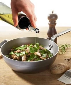 OSTO Set of Clear Glass Oil Dispensers; 18 Oz. Oil and Vinegar Dispensers with Pouring Spout and Filter BPA-Free