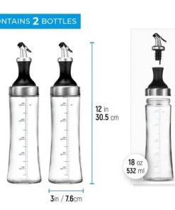 OSTO Set of Clear Glass Oil Dispensers; 18 Oz. Oil and Vinegar Dispensers with Pouring Spout and Filter BPA-Free -Kitchen Storage shop unnamed file 2081