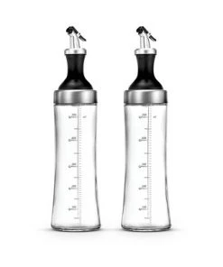 OSTO Set of Clear Glass Oil Dispensers; 18 Oz. Oil and Vinegar Dispensers with Pouring Spout and Filter BPA-Free -Kitchen Storage shop unnamed file 2082
