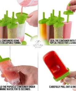 Zulay Kitchen Popsicle Molds Set of 6 - BPA Free Reusable Molds With Drip Guard, Tray, Silicone Funnel & Cleaning Brush -Kitchen Storage shop unnamed file 2096
