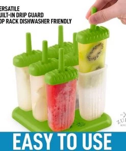 Zulay Kitchen Popsicle Molds Set of 6 - BPA Free Reusable Molds With Drip Guard, Tray, Silicone Funnel & Cleaning Brush -Kitchen Storage shop unnamed file 2097