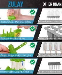 Zulay Kitchen Popsicle Molds Set of 6 - BPA Free Reusable Molds With Drip Guard, Tray, Silicone Funnel & Cleaning Brush -Kitchen Storage shop unnamed file 2098