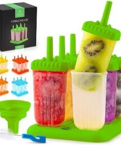 Zulay Kitchen Popsicle Molds Set of 6 - BPA Free Reusable Molds With Drip Guard, Tray, Silicone Funnel & Cleaning Brush -Kitchen Storage shop unnamed file 2099