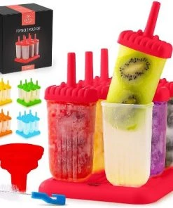 Zulay Kitchen Popsicle Molds Set of 6 - BPA Free Reusable Molds With Drip Guard, Tray, Silicone Funnel & Cleaning Brush -Kitchen Storage shop unnamed file 2101
