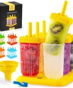 Zulay Kitchen Popsicle Molds Set of 6 - BPA Free Reusable Molds With Drip Guard, Tray, Silicone Funnel & Cleaning Brush -Kitchen Storage shop unnamed file 2102