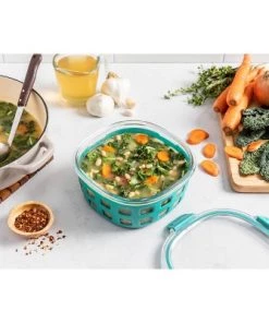 Ello 7" Round Glass Food Storage Container Pink -Kitchen Storage shop unnamed file 2189