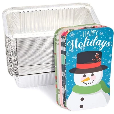 Blue Panda 50-Pack 22-Ounce Disposable Aluminum Bread Baking Tins Foil Loaf Pan with Lid, Holiday Christmas, 8.5”x2.5”x 4.5” 4 Blue Panda 50-Pack 22-Ounce Disposable Aluminum Bread Baking Tins Foil Loaf Pan with Lid, Holiday Christmas, 8.5”x2.5”x 4.5” - Image 2