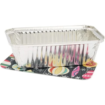 Blue Panda 50-Pack 22-Ounce Disposable Aluminum Bread Baking Tins Foil Loaf Pan with Lid, Holiday Christmas, 8.5”x2.5”x 4.5” 5 Blue Panda 50-Pack 22-Ounce Disposable Aluminum Bread Baking Tins Foil Loaf Pan with Lid, Holiday Christmas, 8.5”x2.5”x 4.5” - Image 3