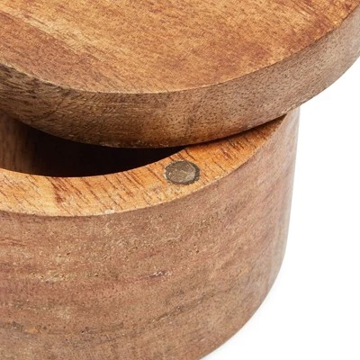 Farmlyn Creek Round Mango Wood Salt Box with Lid for Cooking, 5.2 oz (3.5 In) 4 Farmlyn Creek Round Mango Wood Salt Box with Lid for Cooking, 5.2 oz (3.5 In) - Image 2