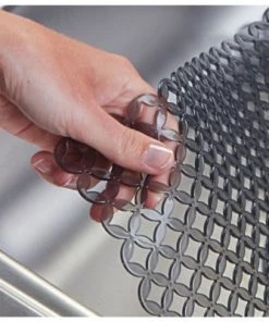 mDesign Plastic Kitchen Farmhouse Sink Mat - Diamond Design -Kitchen Storage shop unnamed file 222