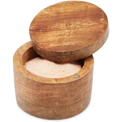 Farmlyn Creek Round Mango Wood Salt Box with Lid for Cooking, 5.2 oz (3.5 In) 5 Farmlyn Creek Round Mango Wood Salt Box with Lid for Cooking, 5.2 oz (3.5 In) - Image 3