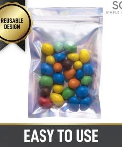 Zulay Kitchen Simple Craft 100 PCS Ziplock Mylar Bags For Food Storage - 6”x 4” Resealable Holographic Bags With Clear Front Window -Kitchen Storage shop unnamed file 2228