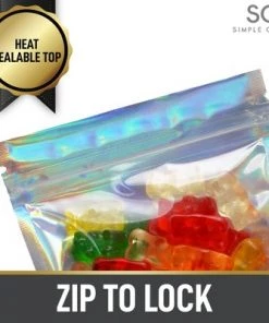 Zulay Kitchen Simple Craft 100 PCS Ziplock Mylar Bags For Food Storage - 6”x 4” Resealable Holographic Bags With Clear Front Window -Kitchen Storage shop unnamed file 2229