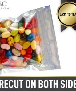 Zulay Kitchen Simple Craft 100 PCS Ziplock Mylar Bags For Food Storage - 6”x 4” Resealable Holographic Bags With Clear Front Window -Kitchen Storage shop unnamed file 2231