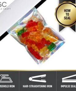 Zulay Kitchen Simple Craft 100 PCS Ziplock Mylar Bags For Food Storage - 6”x 4” Resealable Holographic Bags With Clear Front Window -Kitchen Storage shop unnamed file 2232