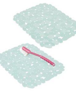 mDesign Kitchen Sink Protector Mat - Pebble Design - Large, 2 Pack