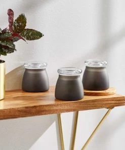 Libbey BudShield Black Storage Jar with Lid, 4.5-ounce, Set of 3