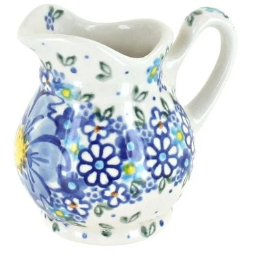 Blue Rose Pottery Blue Rose Polish Pottery Blue Starflower Milk Jug Creamer 3 Blue Rose Pottery Blue Rose Polish Pottery Blue Starflower Milk Jug Creamer