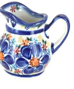 Blue Rose Pottery Blue Rose Polish Pottery Blue Dahlia Milk Jug Creamer