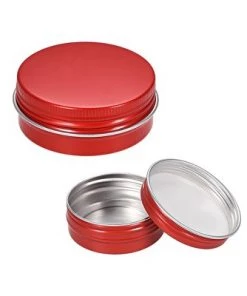 Unique Bargains Round Aluminum Cans Tin Can Screw Top Metal Lid Containers Red 2.17"x0.87" 24 Pcs