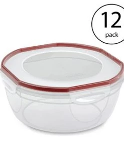Sterilite Ultra Seal Multipurpose 4.7 Quart Plastic Food Storage Bowl Container with Latching Lid for Storing and Serving, Clear (12 Pack)