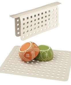 mDesign Kitchen Sink Protector Mat Set, 1 Sink Saddle, 1 Sink Mat