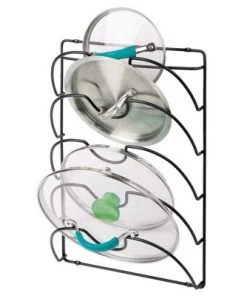 mDesign Metal Pot/Pan Lid Storage Rack, Mount on Cabinet Door/Wall