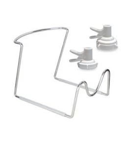 Brio Chrome Metal Plated 3 to 5gal Water Jug Stand with Fast Flow Spout Plus 2 Caps Included