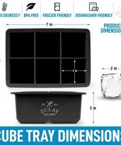 Zulay Kitchen Silicone Square Ice Cube Mold and Ice Ball Mold For Whiskey (Set of 2) - Black -Kitchen Storage shop unnamed file 2431