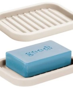 mDesign Silicone Kitchen Sink Storage Tray for Sponge, Scrubber, 2 Pack