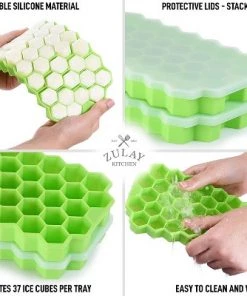 Zulay Kitchen Honeycomb Icecube Tray, 2 pack - Green -Kitchen Storage shop unnamed file 2466