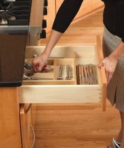 Rev-A-Shelf 4WCT-3 Tall Trim-to-Fit Wooden Cutlery 9 Compartment Tray Insert Utensil Organizer for Kitchen Cabinet Drawers, Natural Maple -Kitchen Storage shop unnamed file 2501